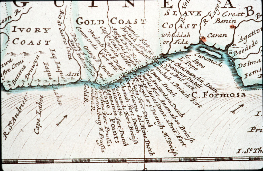 Map of Ivory Coast, Gold Coast, Slave Coast.